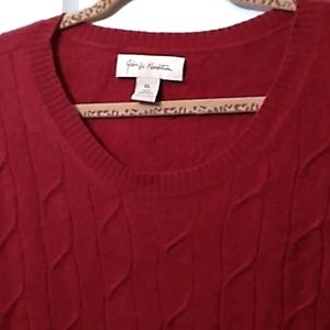 Joh W Nordstrom Red Cable Cashmere Crew Neck Sweater XXL